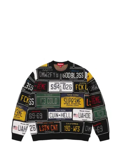 Supreme License-plate-print Sweater In Green