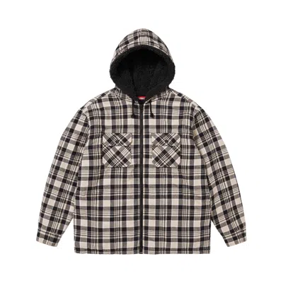 Pre-owned Supreme Lined Zip Up Hooded Flannel Shirt 'light Tan' | Men's Size M In Brown