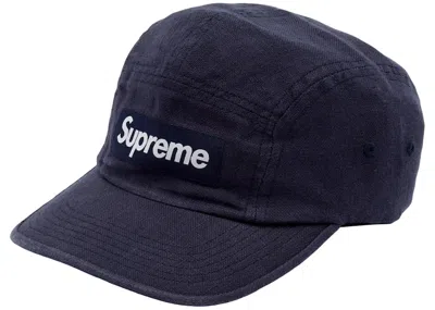 Pre-owned Supreme Linen Camp Cap In Navy Blue