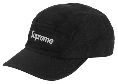 Pre-owned Supreme Linen Fitted Camp Cap In Black