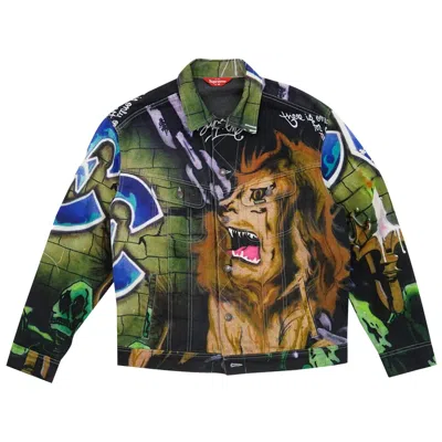 Pre-owned Supreme Lion's Den Denim Trucker Jacket 'multicolor' | Multi-color | Men's Size Xl