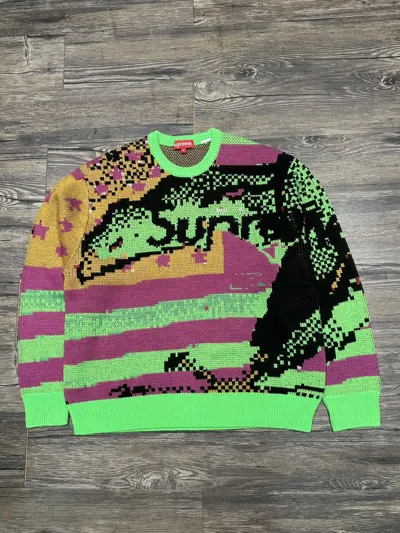 Pre-owned Supreme Lizard Knit Sweater In Green Purple