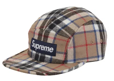 Pre-owned Supreme Lochcarron Camp Cap In Tan Plaid
