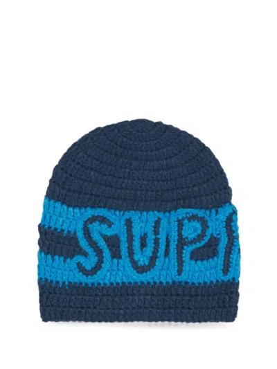 Supreme Logo Beanie In Blue