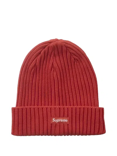 Supreme Logo Beanie Hat In Brown
