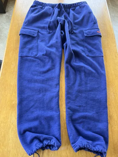 Pre-owned Supreme Logo Cargo Sweat Pant In Blue