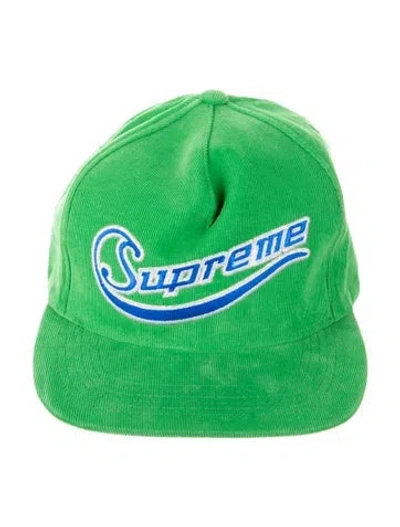 Pre-owned Supreme Logo Corduroy 5-panel Hat In Green