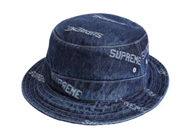 Pre-owned Supreme Logo Denim Crusher Hat In Blue