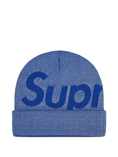 Supreme Logo-detail Beanie Hat In Blue