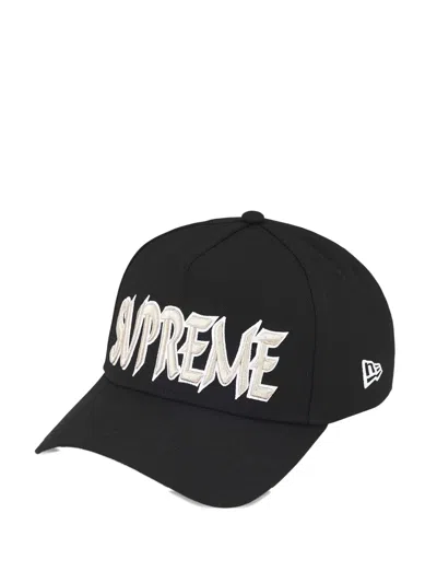 Supreme Logo-embroidered Cap In Black