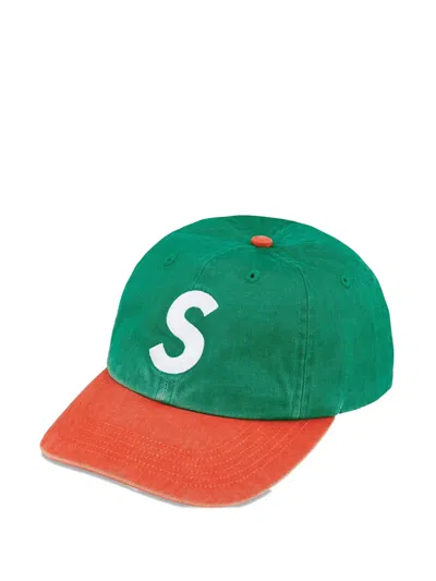 Supreme Logo-embroidered Cap In Green