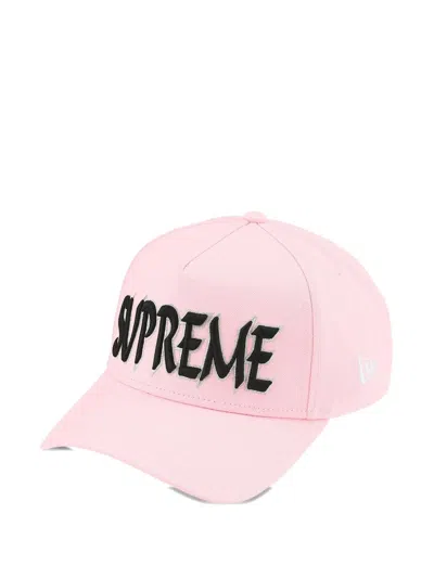Supreme Logo-embroidered Cap In Pink