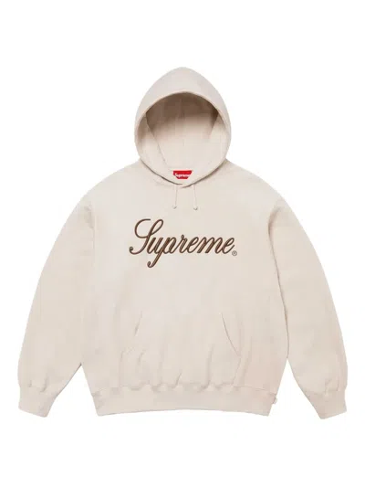 Supreme Logo-embroidered Hoodie In Neutral