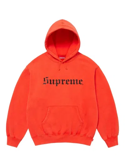 Supreme Logo-lettering Hoodie In Orange