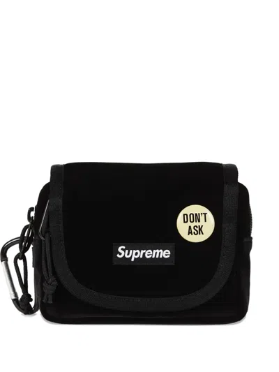Supreme Logo-patch Belt Bag In Black