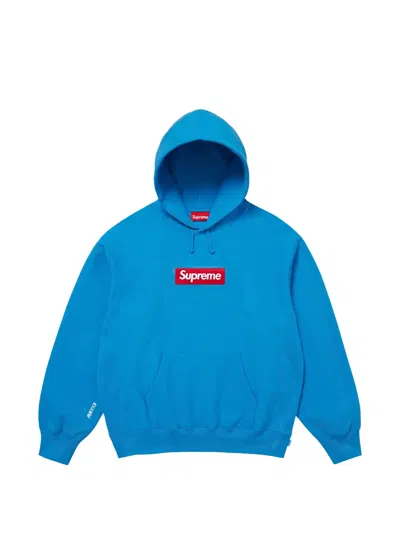 Supreme Logo-patch Hoodie In Blue