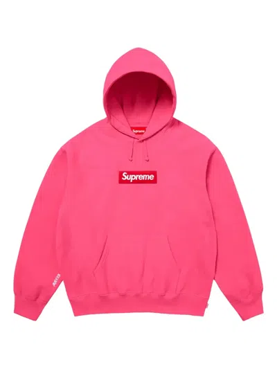 Supreme Logo-patch Hoodie In Pink