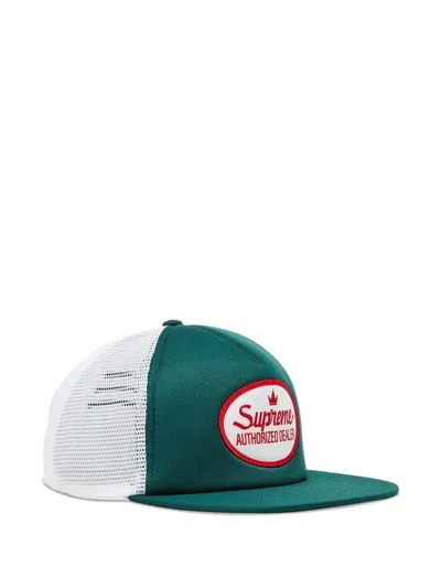 Supreme Logo-patch Trucker Cap In Green