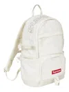 Supreme Logo-plaque Denim Backpack In White