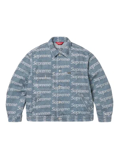 Supreme Logo-print Denim Jacket In Blue