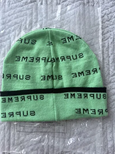 Pre-owned Supreme Logo Repeat Beanie 2020 In Green