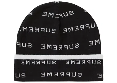Pre-owned Supreme Logo Repeat Beanie In Black