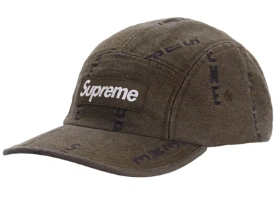 Pre-owned Supreme Logo Stripe Jacquard Denim Camp Cap In Brown