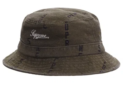 Pre-owned Supreme Logo Stripe Jacquard Denim Crusher Hat In Brown