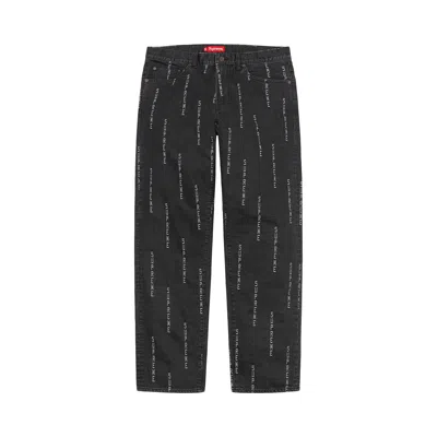 Pre-owned Supreme Logo Stripe Jacquard Regular Jean 'black'