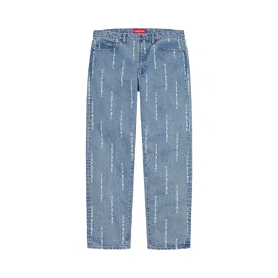 Pre-owned Supreme Logo Stripe Jacquard Regular Jean 'blue' | Men's Size 30