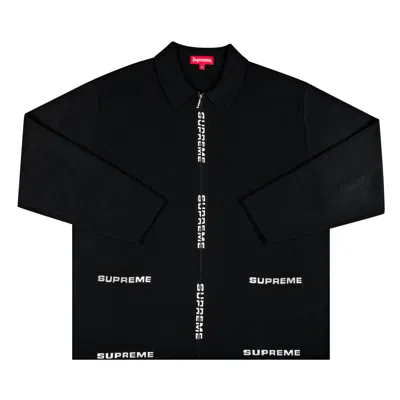 Pre-owned Supreme Logo Trim Zip Up Cardigan 'black'