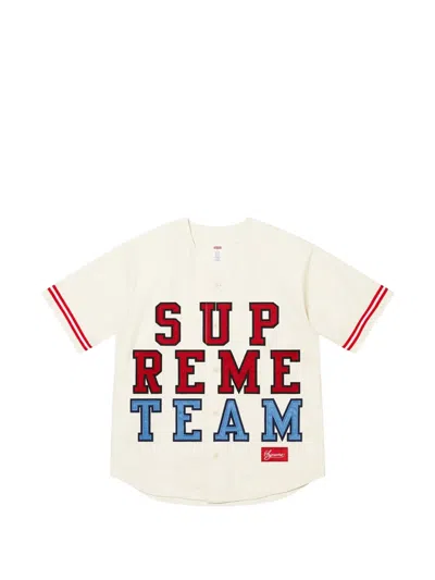 Supreme Logo-appliqué Baseball Jersey In Neutral