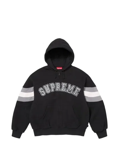 Supreme Logo-detail Zip-up Hoodie In Black