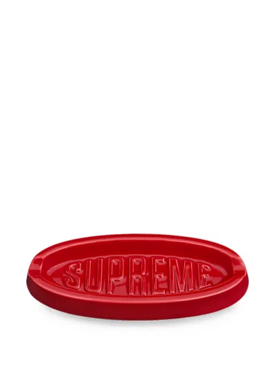 Supreme Logo-embossed Oval Tray In Red