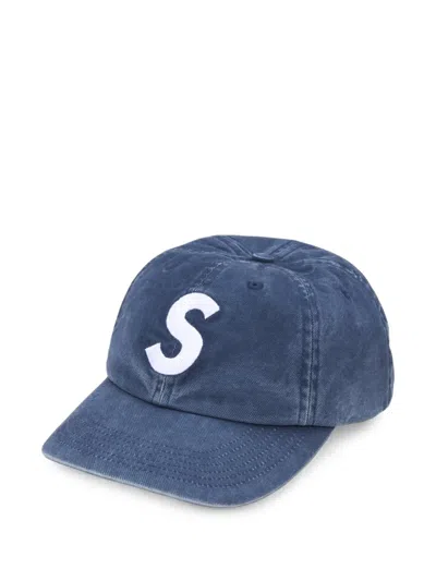 Supreme Logo-embroidered Baseball Cap In Blue