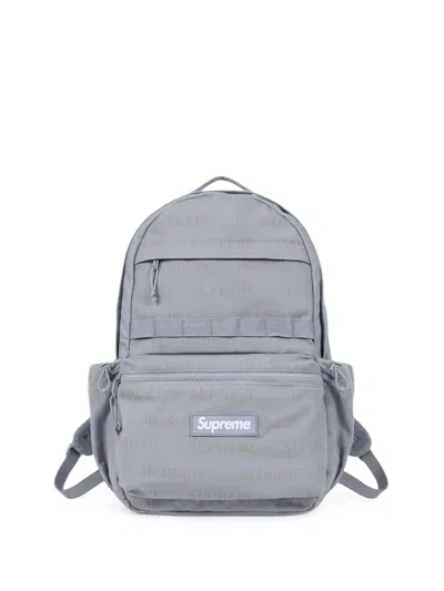 Supreme Logo-jacquard Backpack In Gray