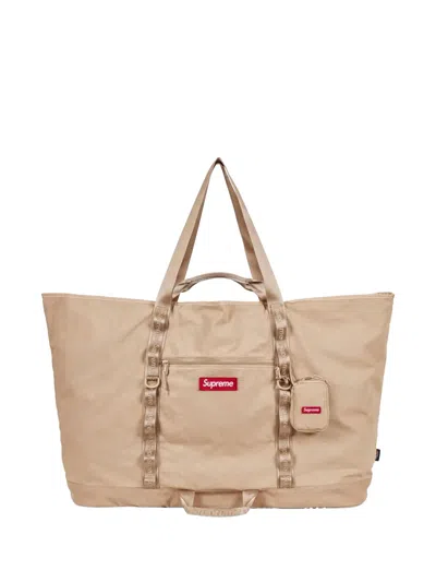Supreme Logo-motif Tote Bag In Brown