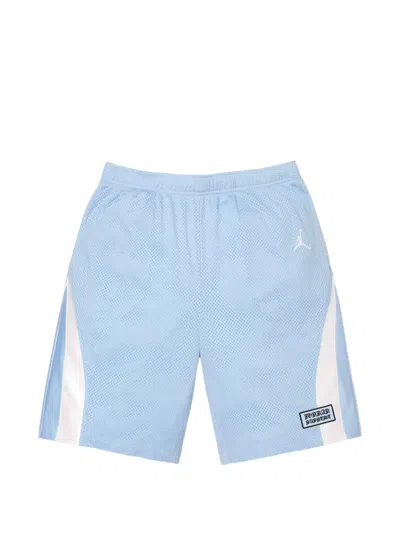 Supreme Logo-patch Track Shorts In Blue