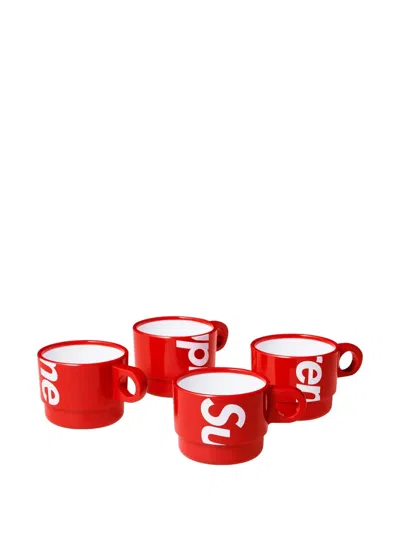 Supreme Logo-print Stacking Set Cups In Multi