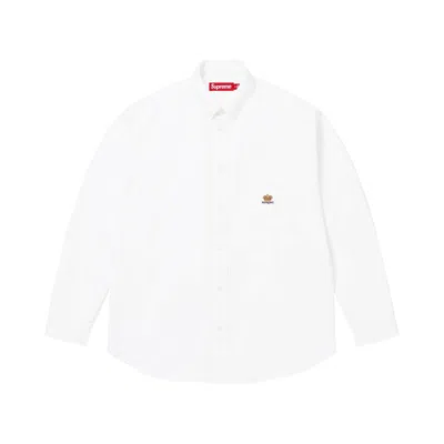 Pre-owned Supreme Loose Fit Flannel Oxford Shirt 'white' | Men's Size M
