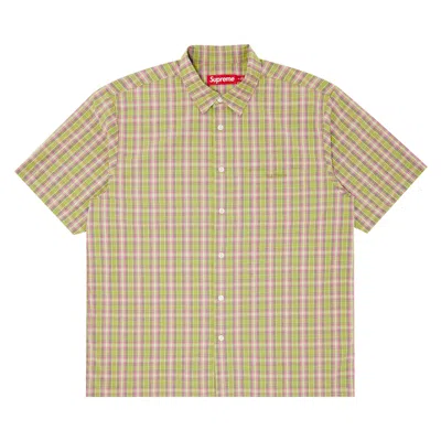 Pre-owned Supreme Loose Fit Mini Plaid Short-sleeve Shirt 'green' | Men's Size Xl