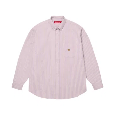 Pre-owned Supreme Loose Fit Oxford Shirt 'lavender Stripe' | Purple | Men's Size L