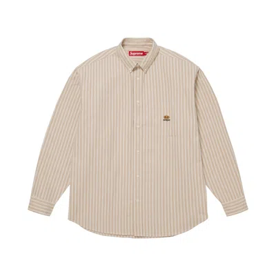 Pre-owned Supreme Loose Fit Oxford Shirt 'tan Stripe' | Men's Size M