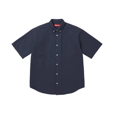 Pre-owned Supreme Loose Fit Oxford Short-sleeve Shirt 'navy' | Blue | Men's Size Xl