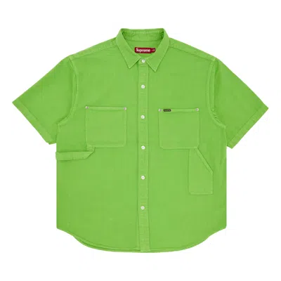 Pre-owned Supreme Loose Fit Short-sleeve Denim Painter Shirt 'green' | Men's Size S