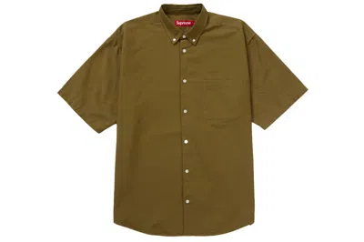 Pre-owned Supreme Loose Fit S/s Oxford Shirt (ss24) Olive