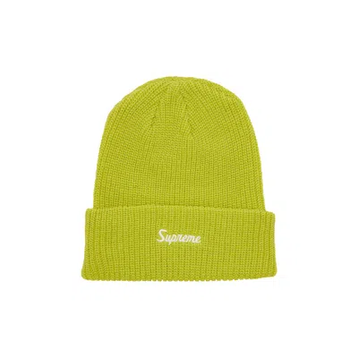 Pre-owned Supreme Loose Gauge Beanie 'lime' In Green