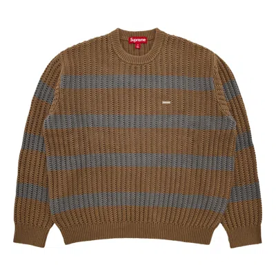 Pre-owned Supreme Loose Gauge Stripe Small Box Sweater 'khaki' | Tan | Men's Size S