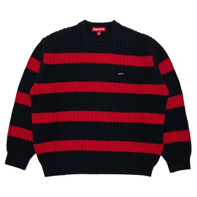 Pre-owned Supreme Loose Gauge Stripe Small Box Sweater 'navy' | Blue | Men's Size M