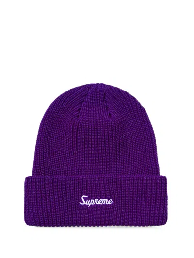 Supreme Loose-gauge Beanie Hat In Purple